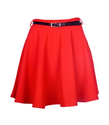 Red Belted Skater Skirt