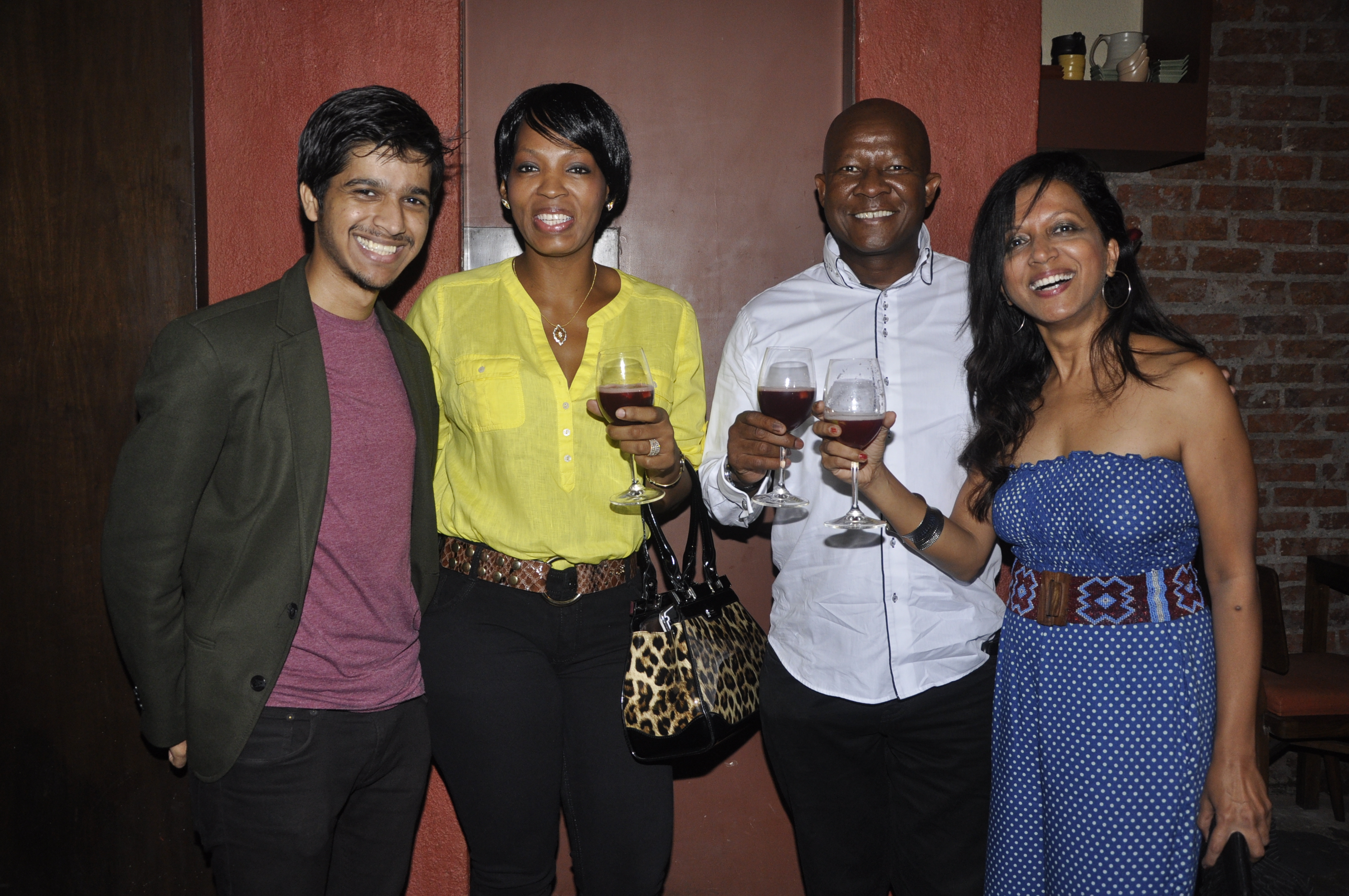 Singer Merlyn and Rhys with Consulate General of South AFrica Pule and Lerato at Poco Loco 1st Anniversary Party