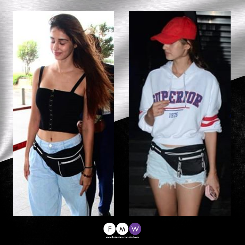 Disha Patani seems to love her black & white bum bag. The best part about her is she wears it as a cross body bag, which gives it a funky edge.