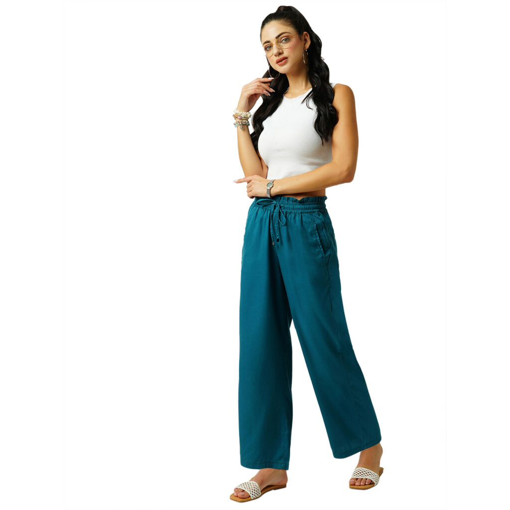 Teal High Rise Paper Bag Culottes by Kraus Jeans